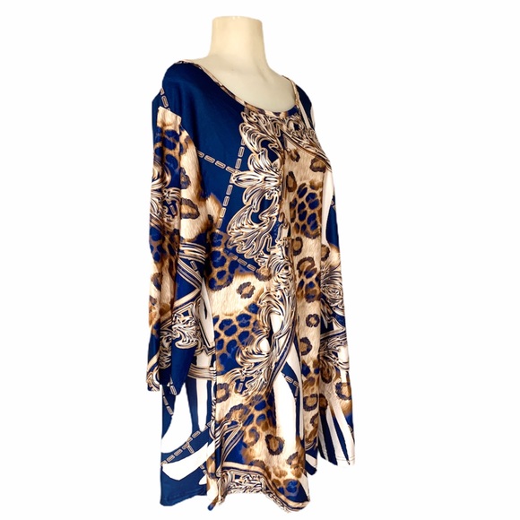 Lily Tops - LILY BY Firmiana Cardigan Tunic Animal Print Top